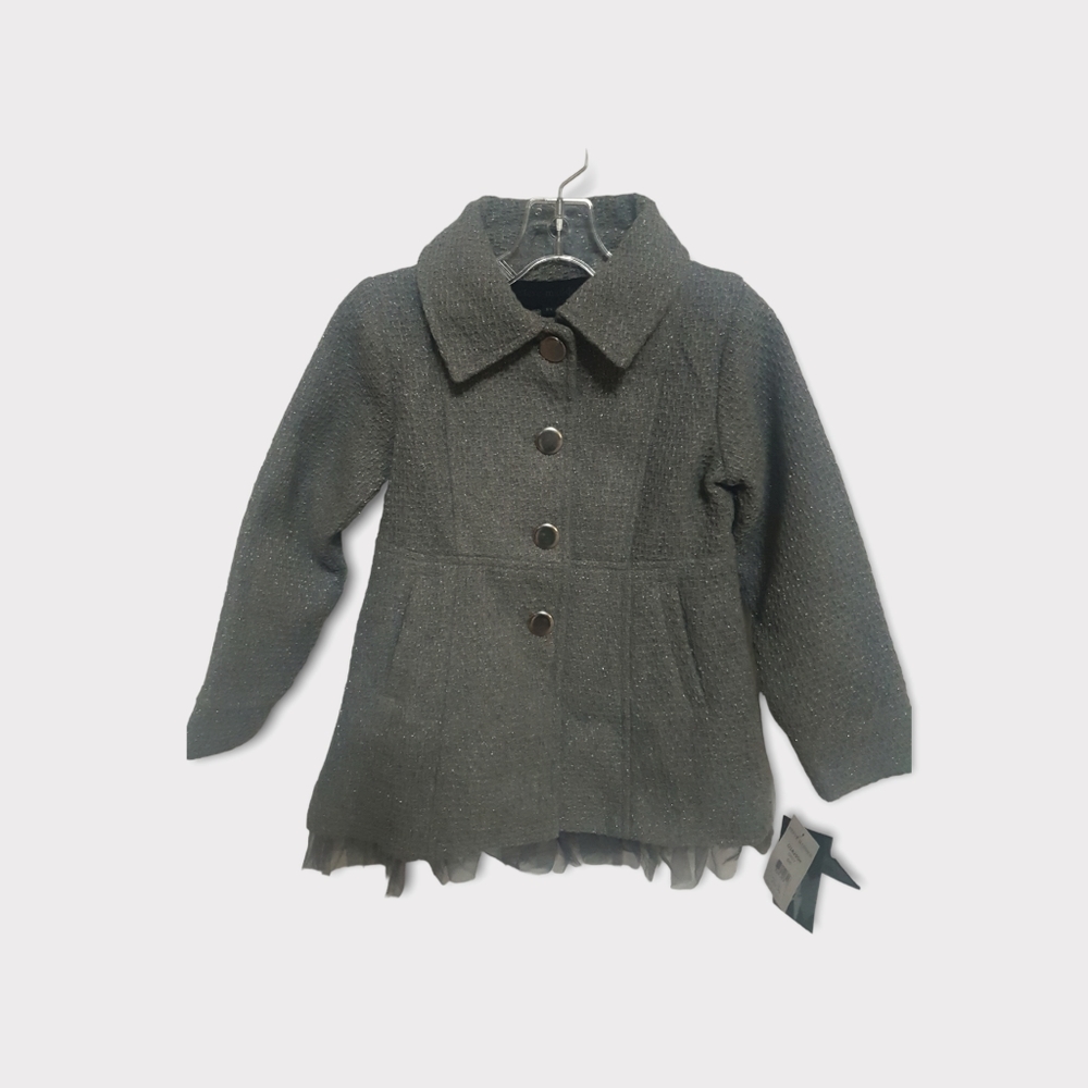 Steve Madden Girl's Metallic Faux Wool Peacoat Gray